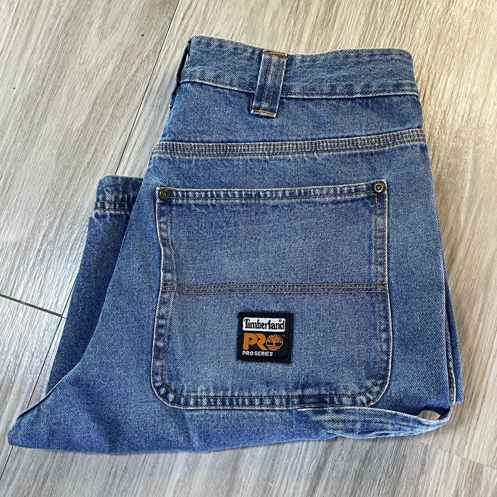 Timberland Pro Series Denim Wash Men's Blue Cotton Cargo Shorts Size 30